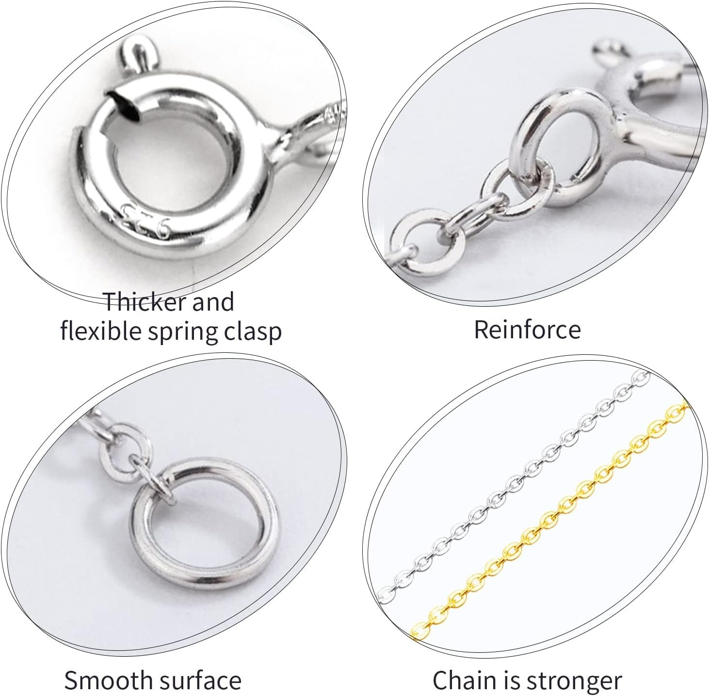 3 Pcs 925 Sterling Silver Necklace Extender, Durable Chain Extenders, Necklac…