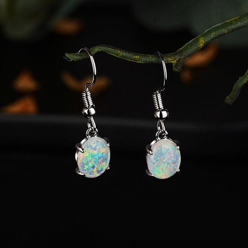 Natural Fire Opal Dangle Earrings Chakra Healing Delicate Women Drop Jewelry