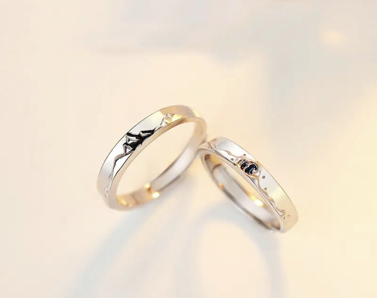 Mountain Ocean Rings jewellery Promise Wedding Engagement Band Adjustable unisex