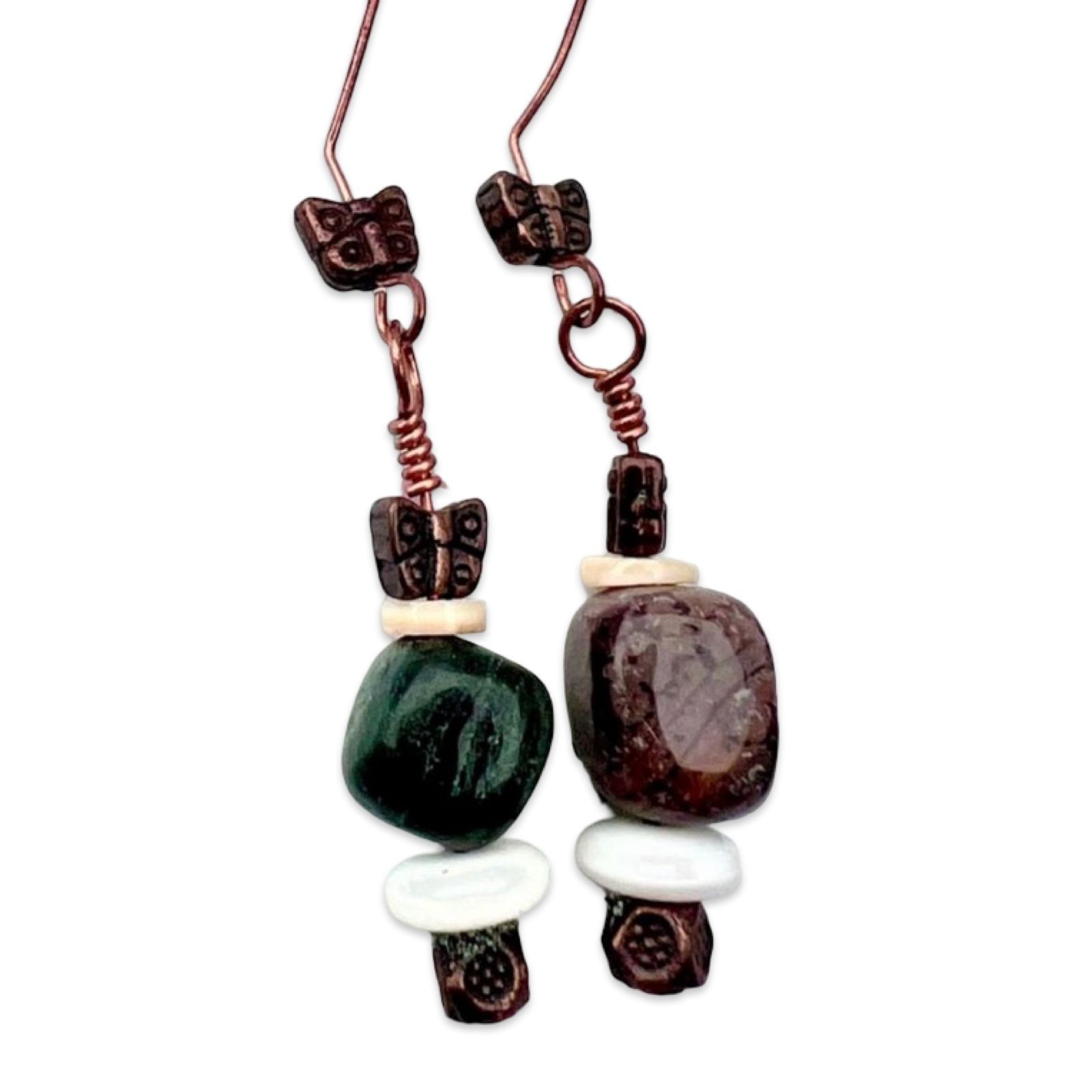 Earring Lot 3 Pairs Beaded Dangle Drop Boho Stone
