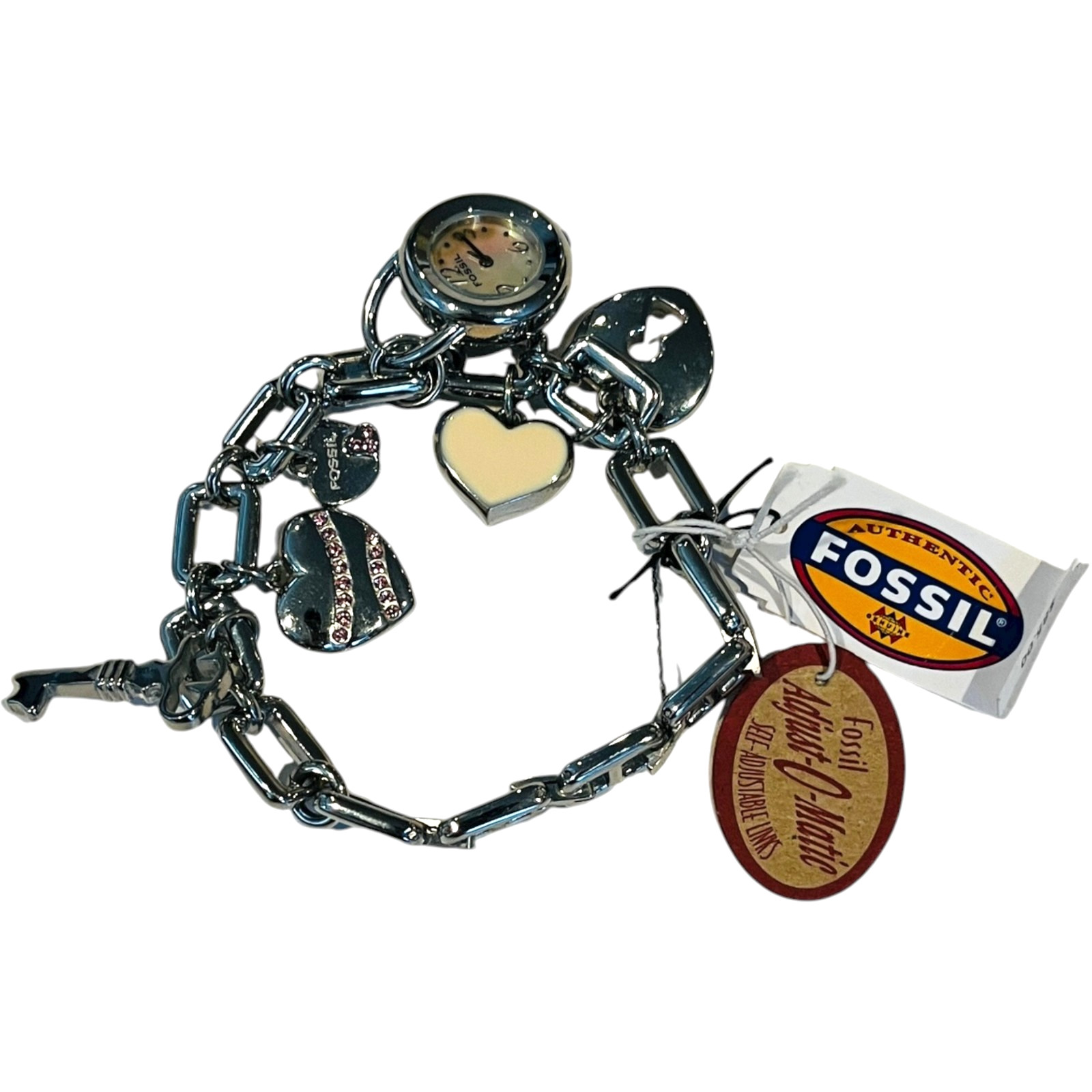 Fossil Adjust O Matic Watch Bracelet with Heart Charms – NEW with tags