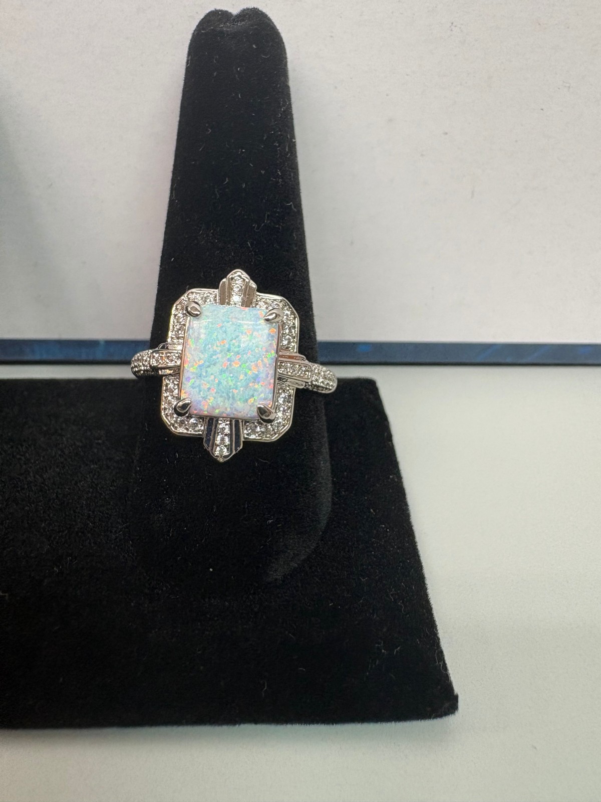rings for women blue stone size 10