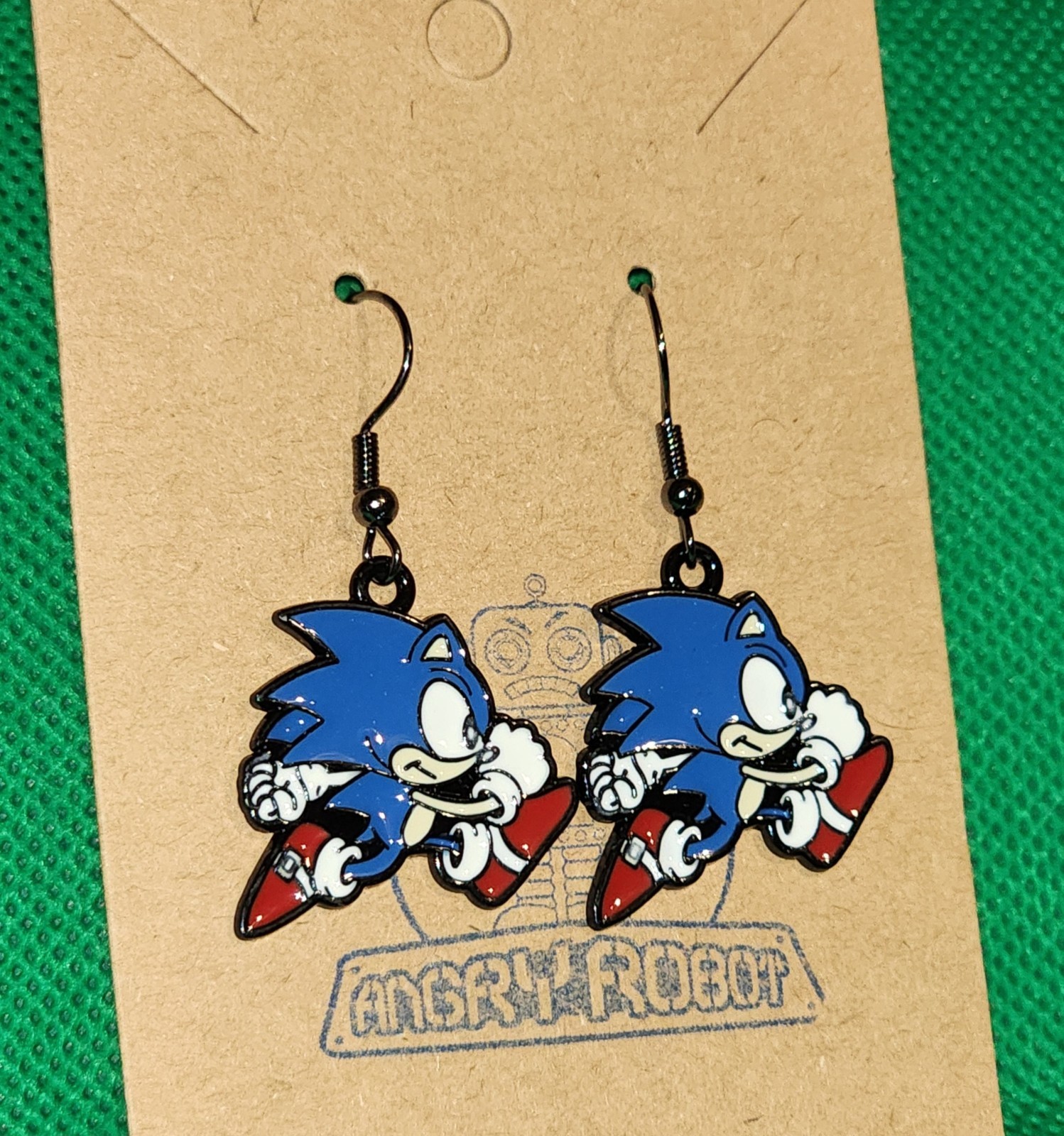 Sonic The Hedgehog Dangle Earrings, New, Hypoallergenic Metal, Sega