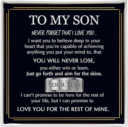 Ring Gift Box For Son, Meaningful Jewelry Gift for To My Son Men’s Engraved Ring