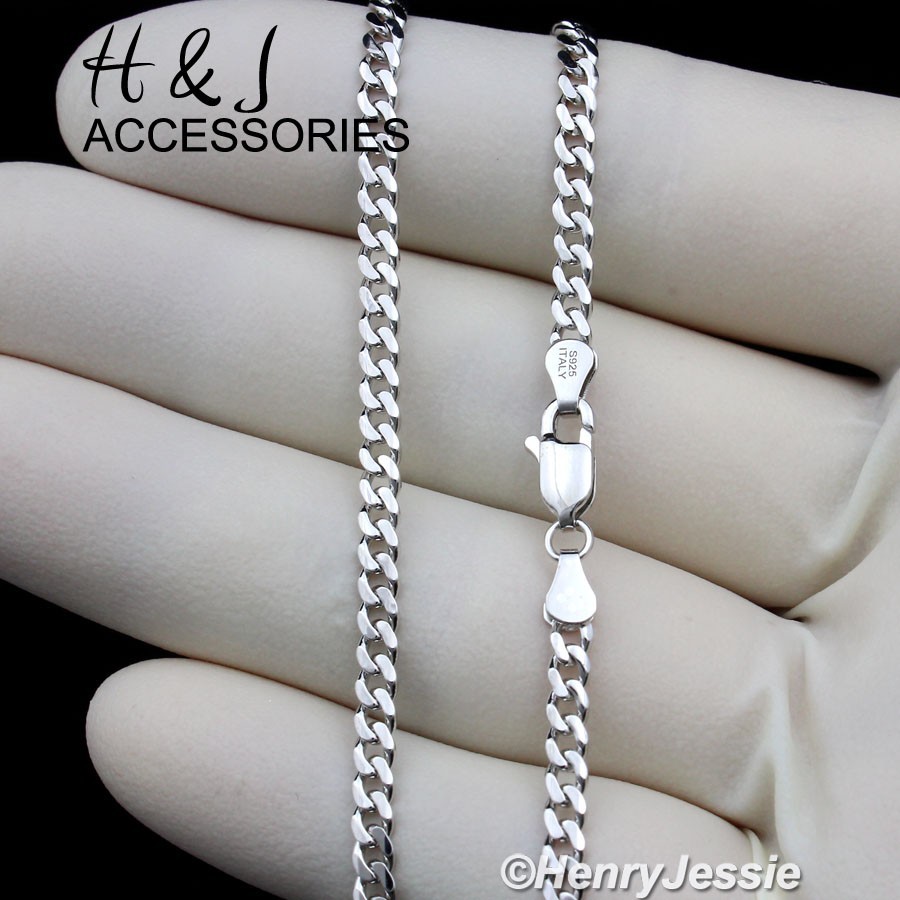 18″20″22“24″MEN SOLID 925 STERLING SILVER 3MM MIAMI CUBAN CURB LINK NECKLACE*N25