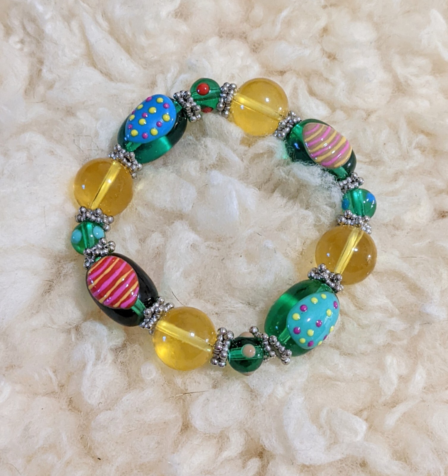 Easter Bracelets Bunny Egg Easter Egg Hunting Beaded Stretch Wholesale Lot of 6
