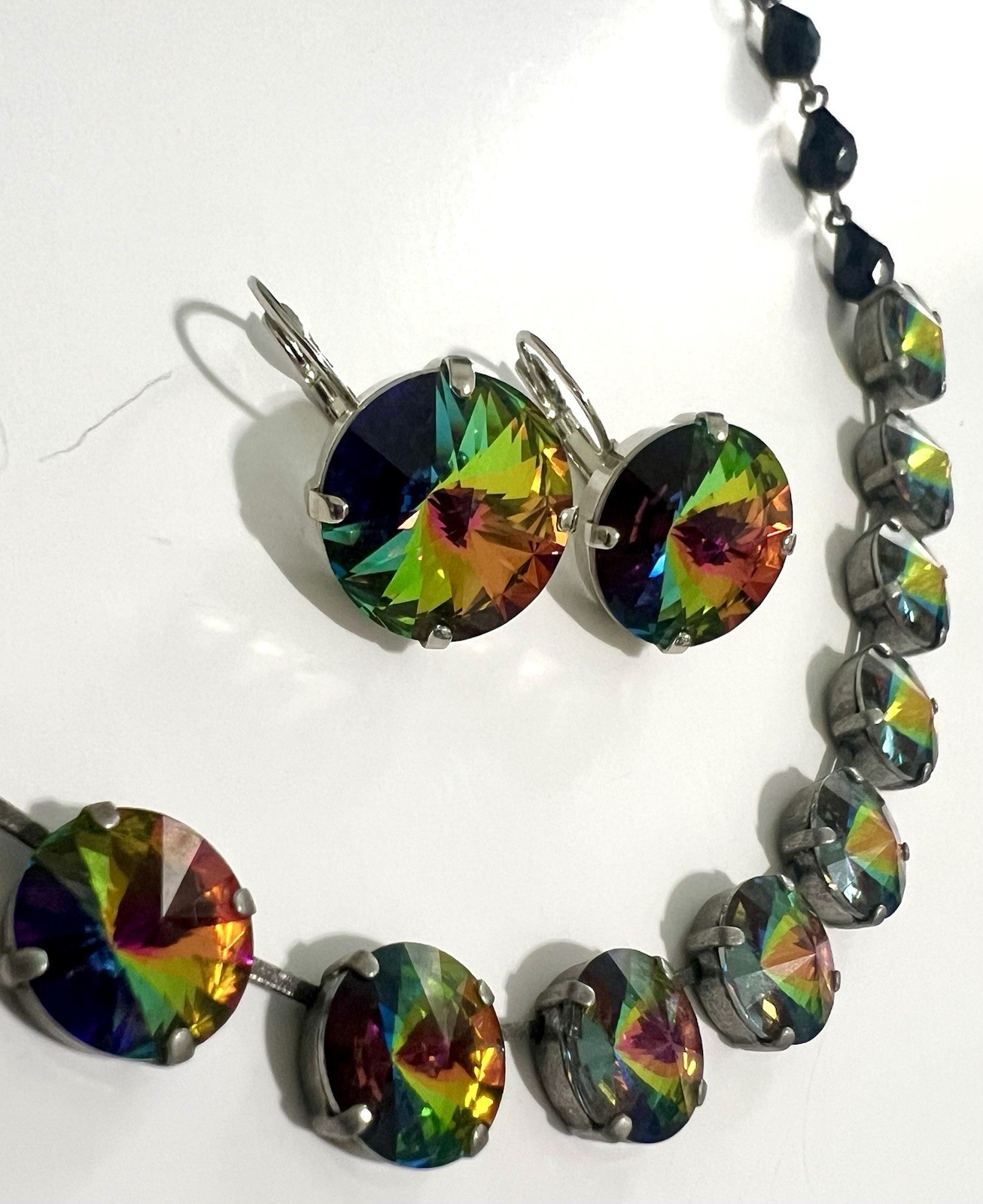 Sabika Austrian Crystal Watermelon Rivoli Necklace & Earrings Manhattan W 2012