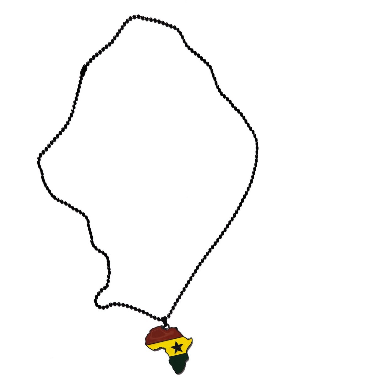 Ghana Flag Pendant Necklace Africa Map Chain