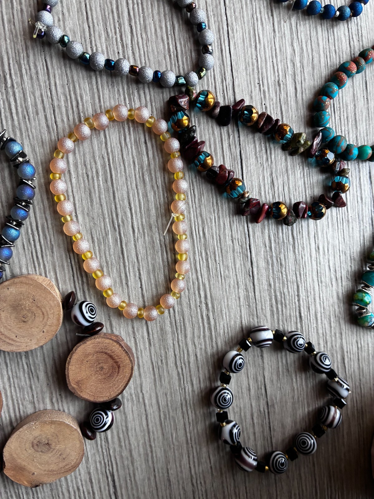 Lot of 25 Handmade Beaded Bracelets- Assorted colors, stones and beads