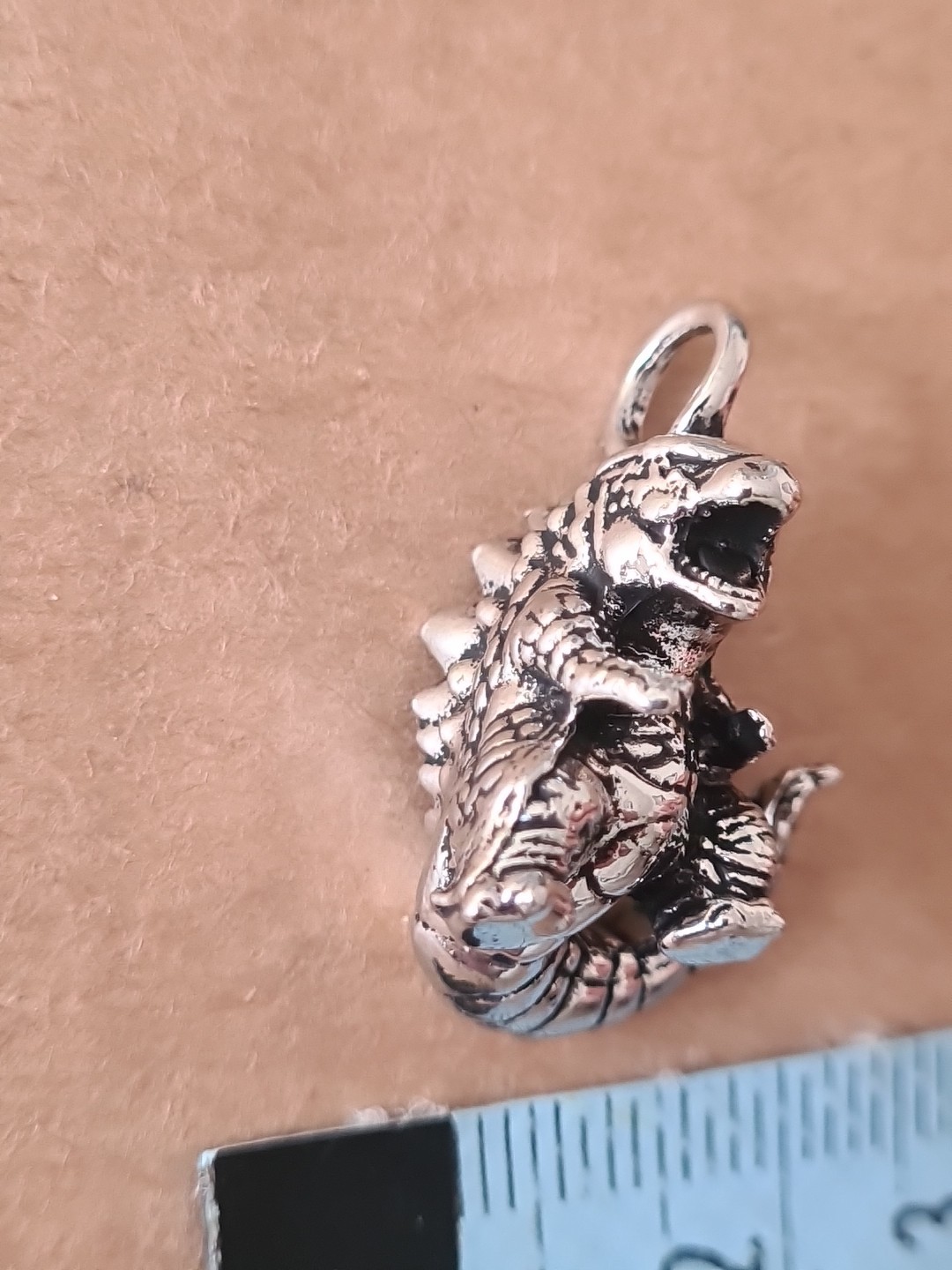 Small Godzilla Style Steel Alloy Necklace Pendant With Chain New Unbranded