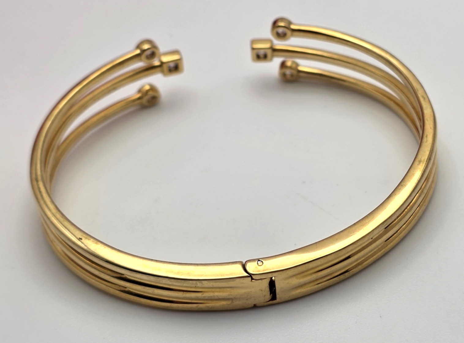Michael Kors CZ Open Cuff Bracelet Triple Row Gold Tone 6.5 In