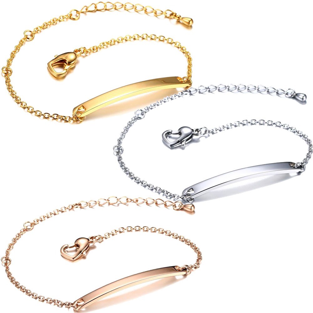 Stainless Steel 6-8″ Adjustable Bracelet Silver Rose Gold Plated-Free Engraving