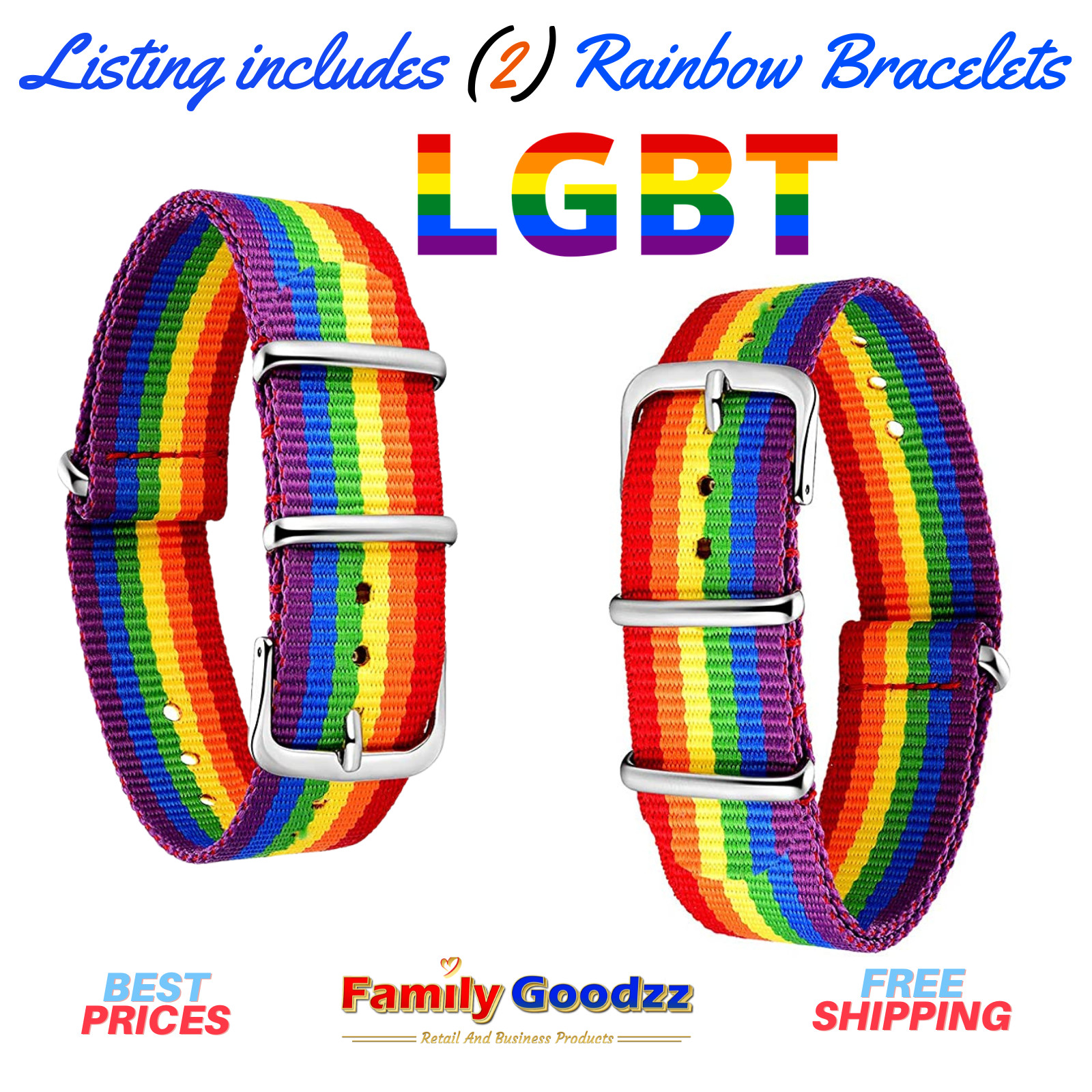 🌈LGBT Rainbow Bracelets (2 pcs) Gay Pride Multi-Colored, Buy 1 get 1 at 50% off