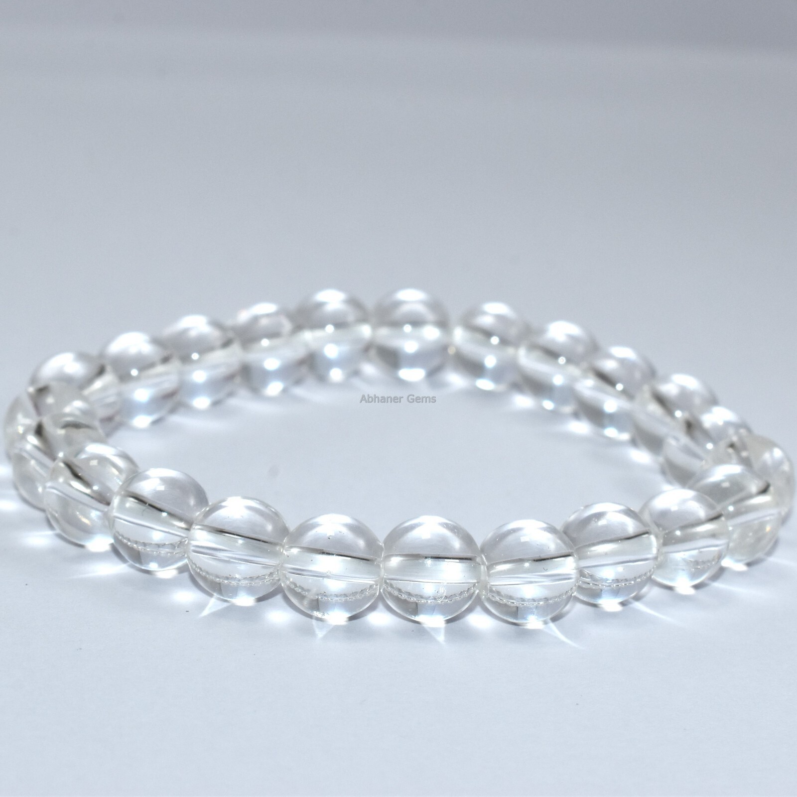 Authentic Clear Quartz Crystal Meditation & Yoga Bracelet Smooth Plain Pure Soul
