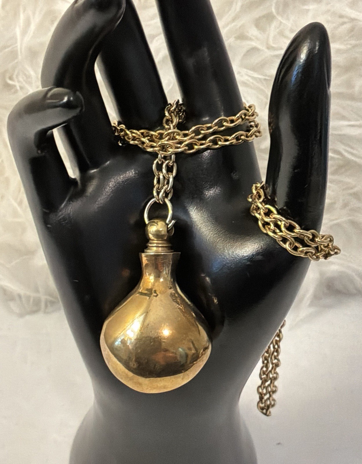 Brass Teardrop -shaped Urn Perfume Pendant 30” Chain