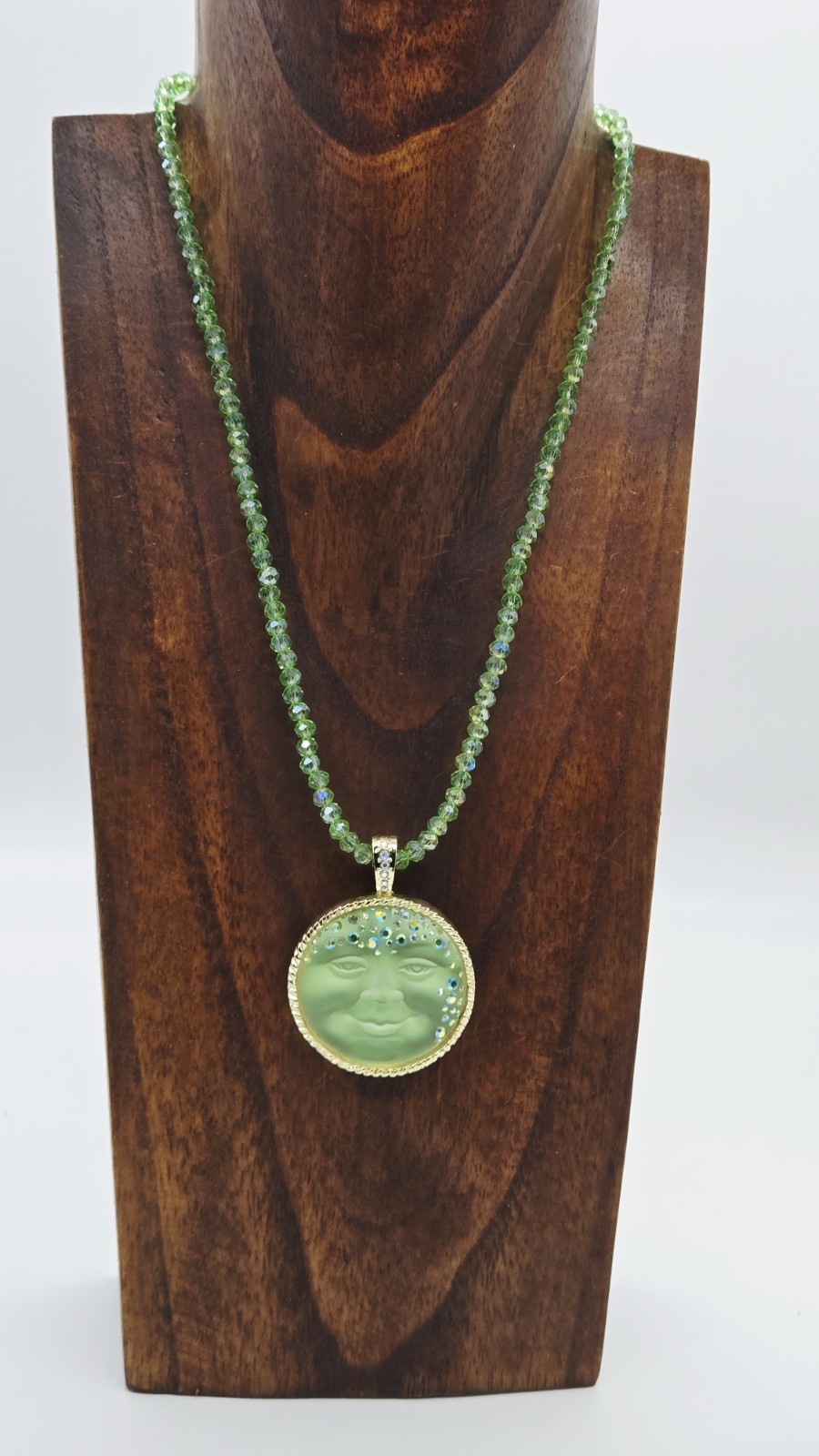 Kirks Folly Goddess Moon Foldover Magnetic Pendant Necklace Set 35mm Green GT #2