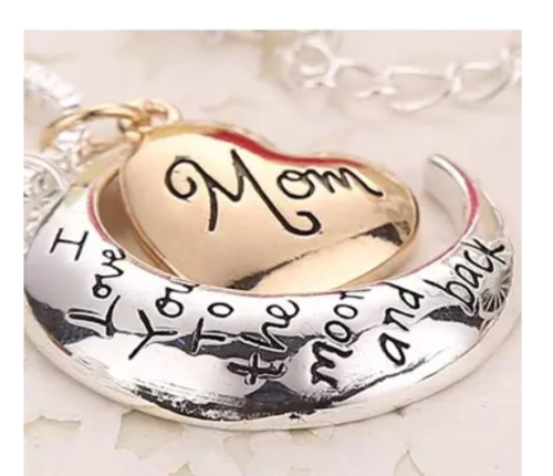 Mom I Love You to the Moon and Back Pendant Necklace -Christmas Gift-Mothers Day
