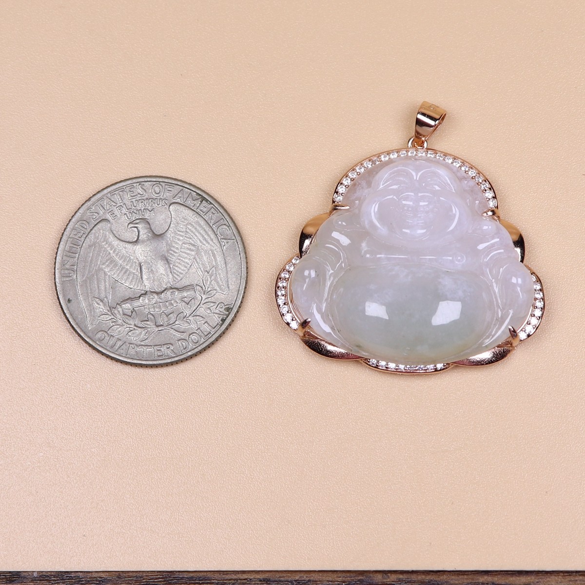 Certified Green jade jadeite Maitreya Buddha pendant 925 Silver inlay 38536a 佛公