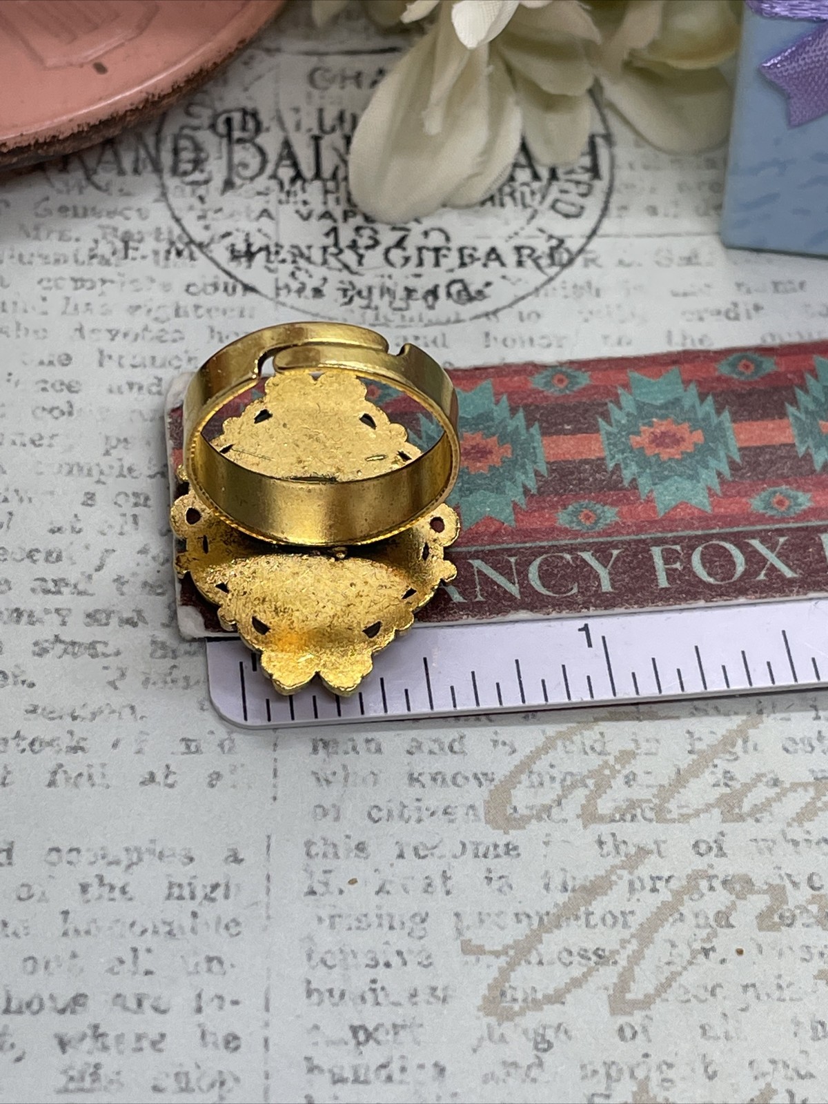 gold Dragonfly Blue White Cameo Nature Renaissance Gift Ring Adjustable Festival