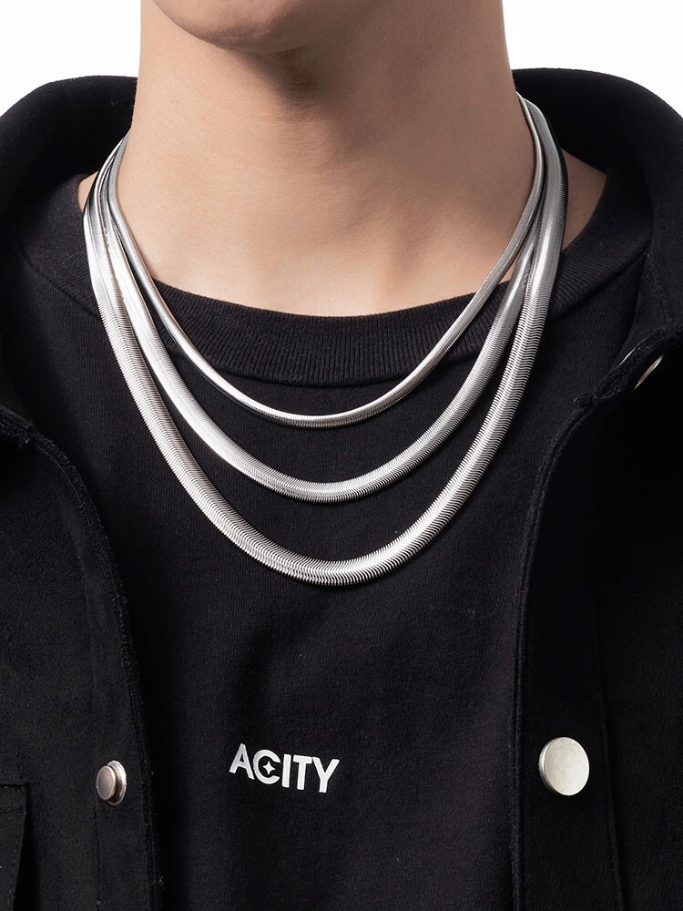 1.6-8mm Stainless Steel Flat Snake Chain Necklace Women Men Link Jewelry 18-36”