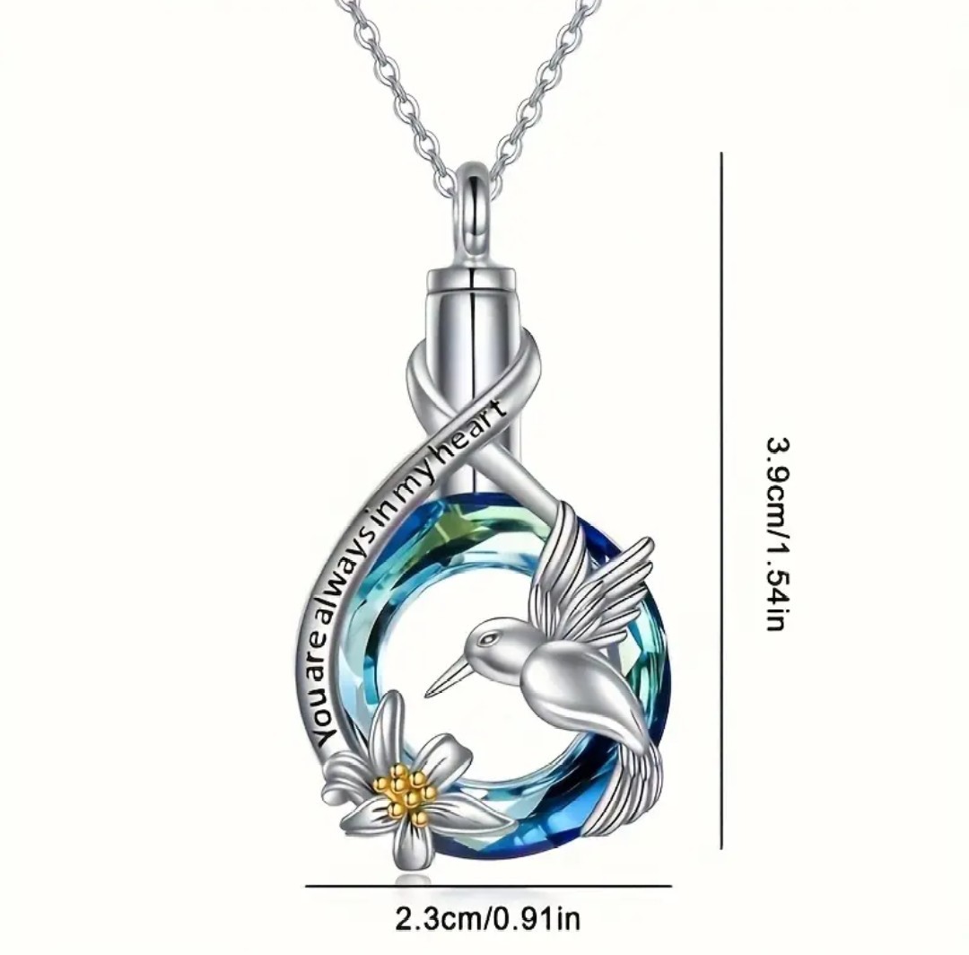Cremation Jewelry Cylinder Urn Birds Love Stainless Necklace Pendant for Ashes
