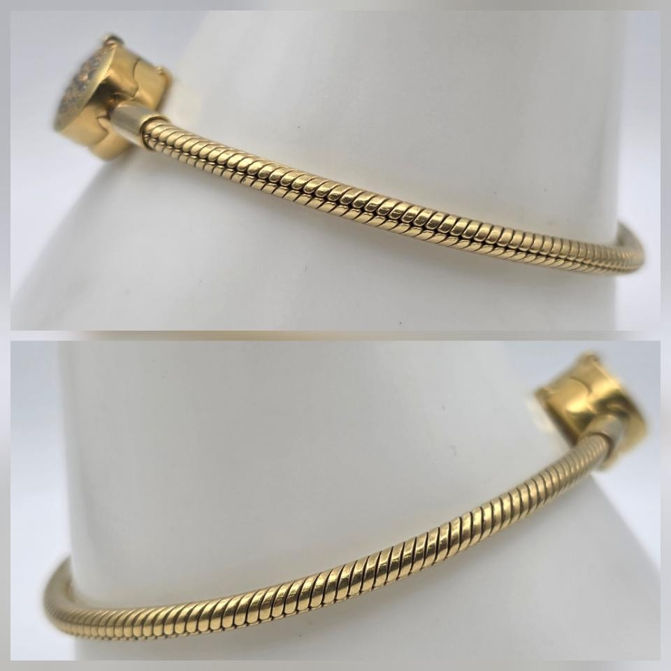 7.1″ Pandora Moments 14K Gold Plated Sparkling Crown O Snake Bracelet 569046C01