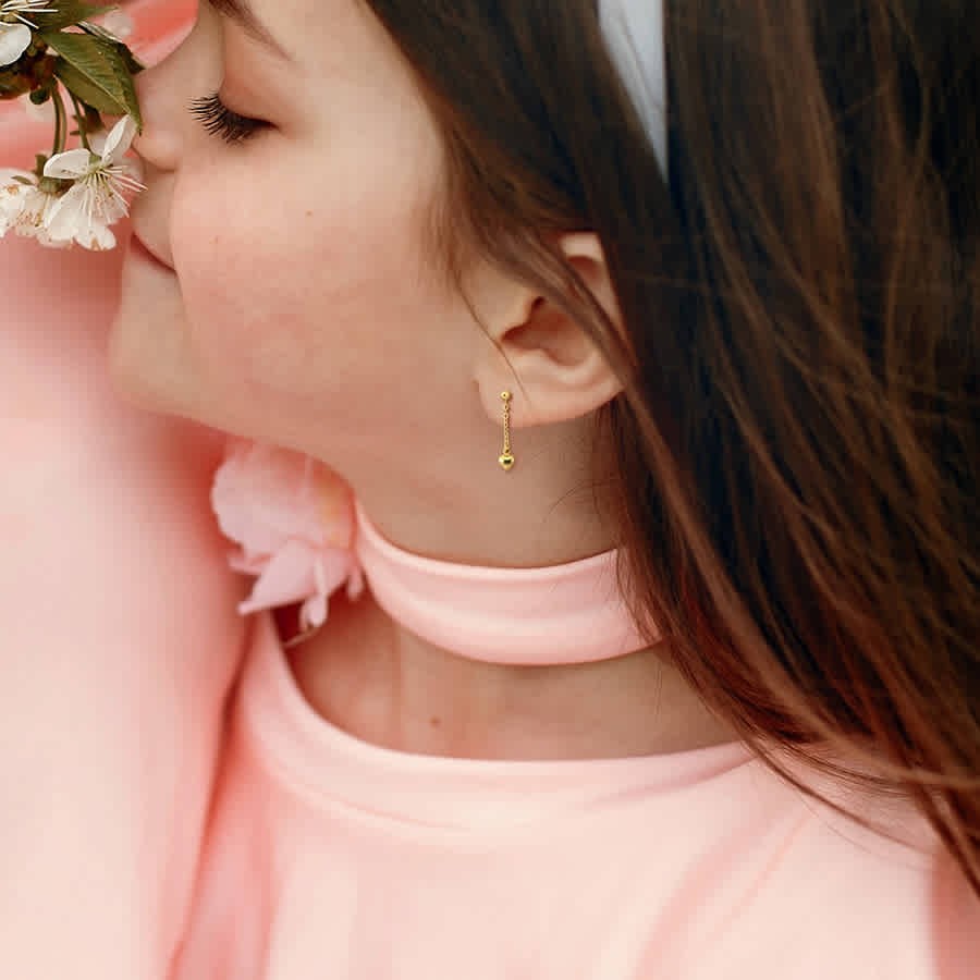 Amour Heart Drop Earrings in 14k Yellow Gold