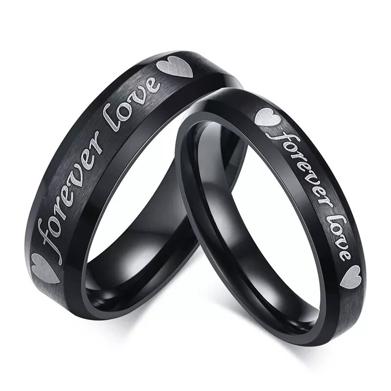 Sz 5,6,7,8,9,10,11,12: Black Forever Love Couple Ring