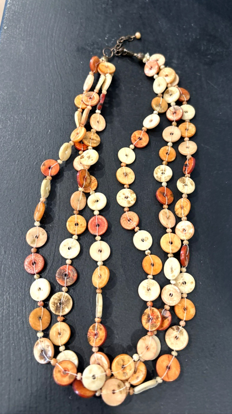 Two Disc Donut Shaped Adjustable Necklaces Boho Ethnic Tribal 16″ & 19 1/2″
