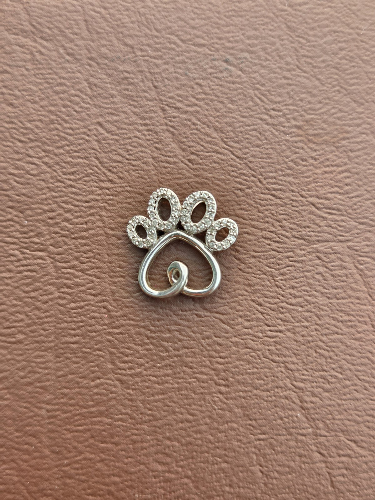 Hallmark Diamonds Paw Necklace Charm 1/10 ct tw Sterling Silver