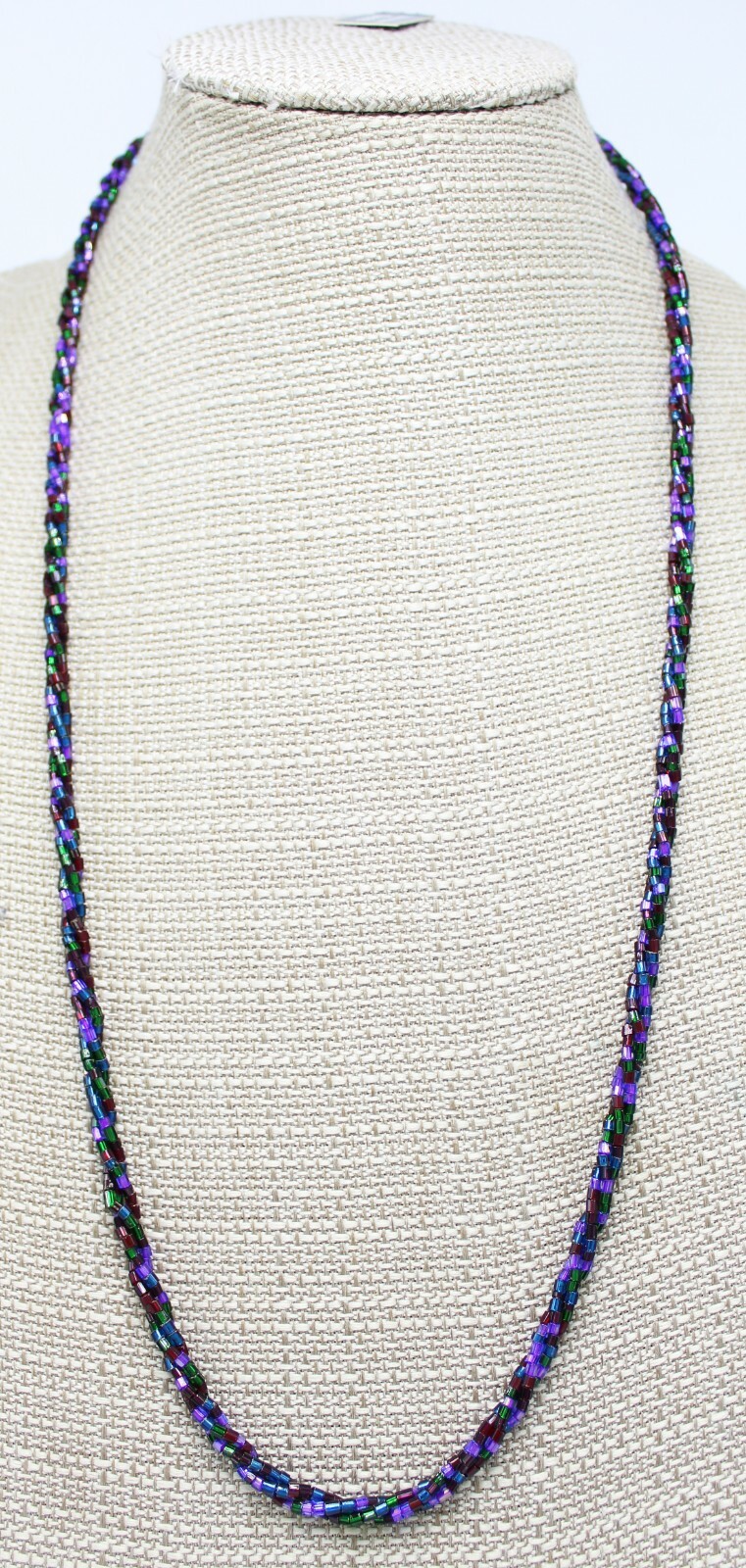 New Purple Bohemian Glass Braided Bead Necklace #BG1
