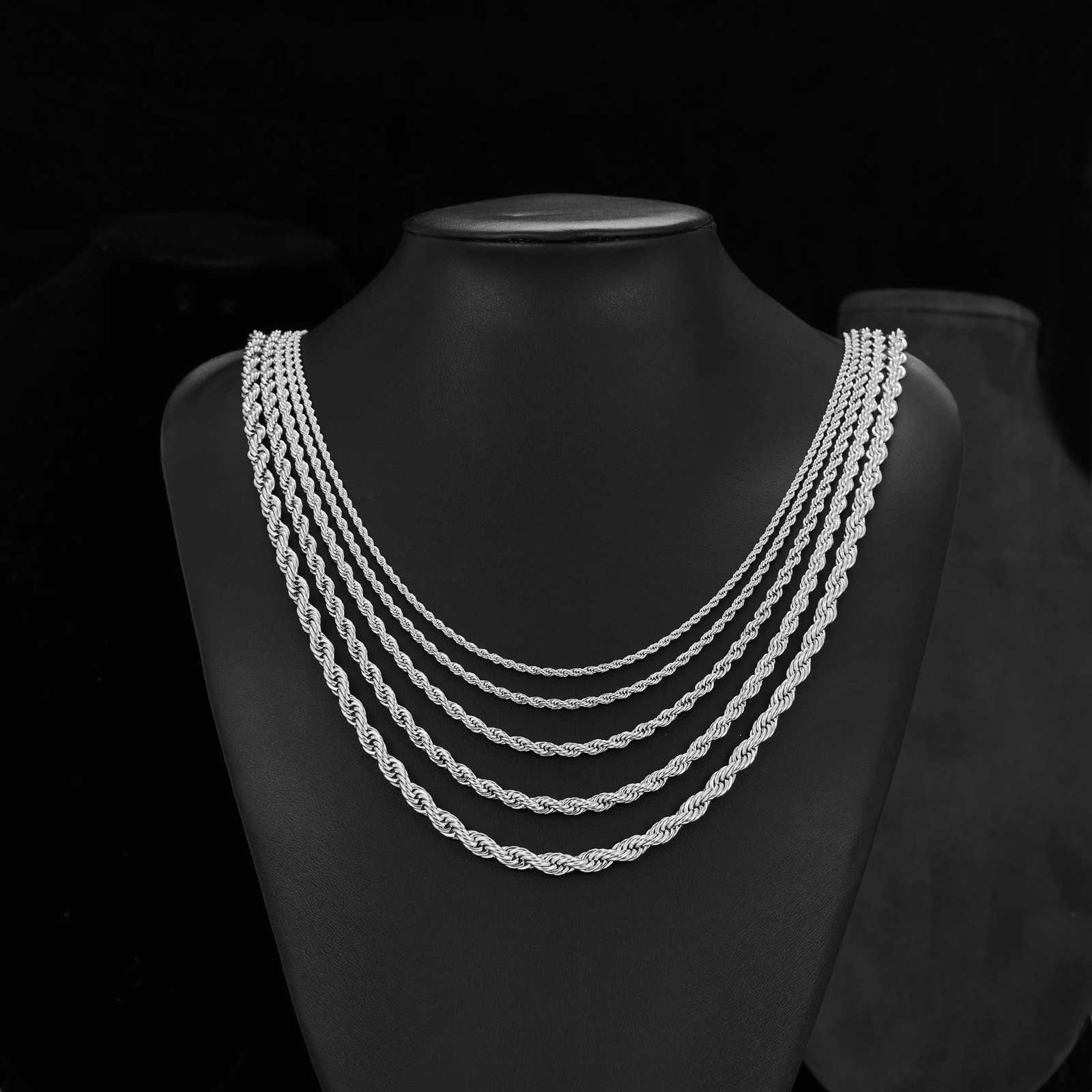 925 Sterling Solid Silver 4MM Twisted Rope Chain Necklace 16″ – 24″ Mens Womens
