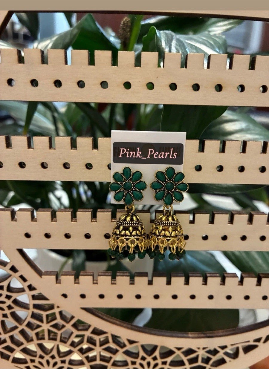Green Jhumka For all The Green Lovers Out There ~ Earring Set For Any Occasion