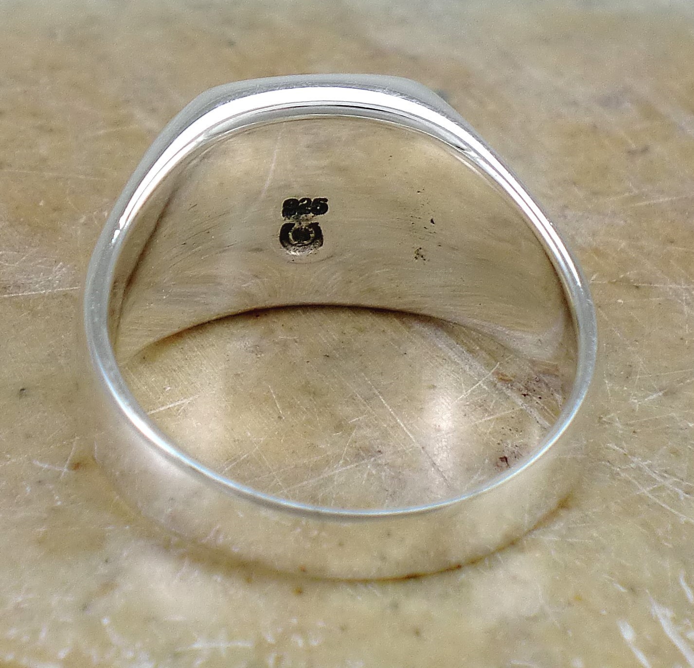 HIGH POLISH .925 STERLING SILVER MEN’S TURQUOISE RING size 8 style# r2550