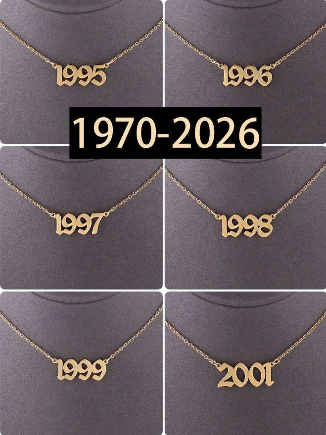 Personalized Birth Year Date Necklace Jewelry 1970 To 2026 Gold Number Pendant