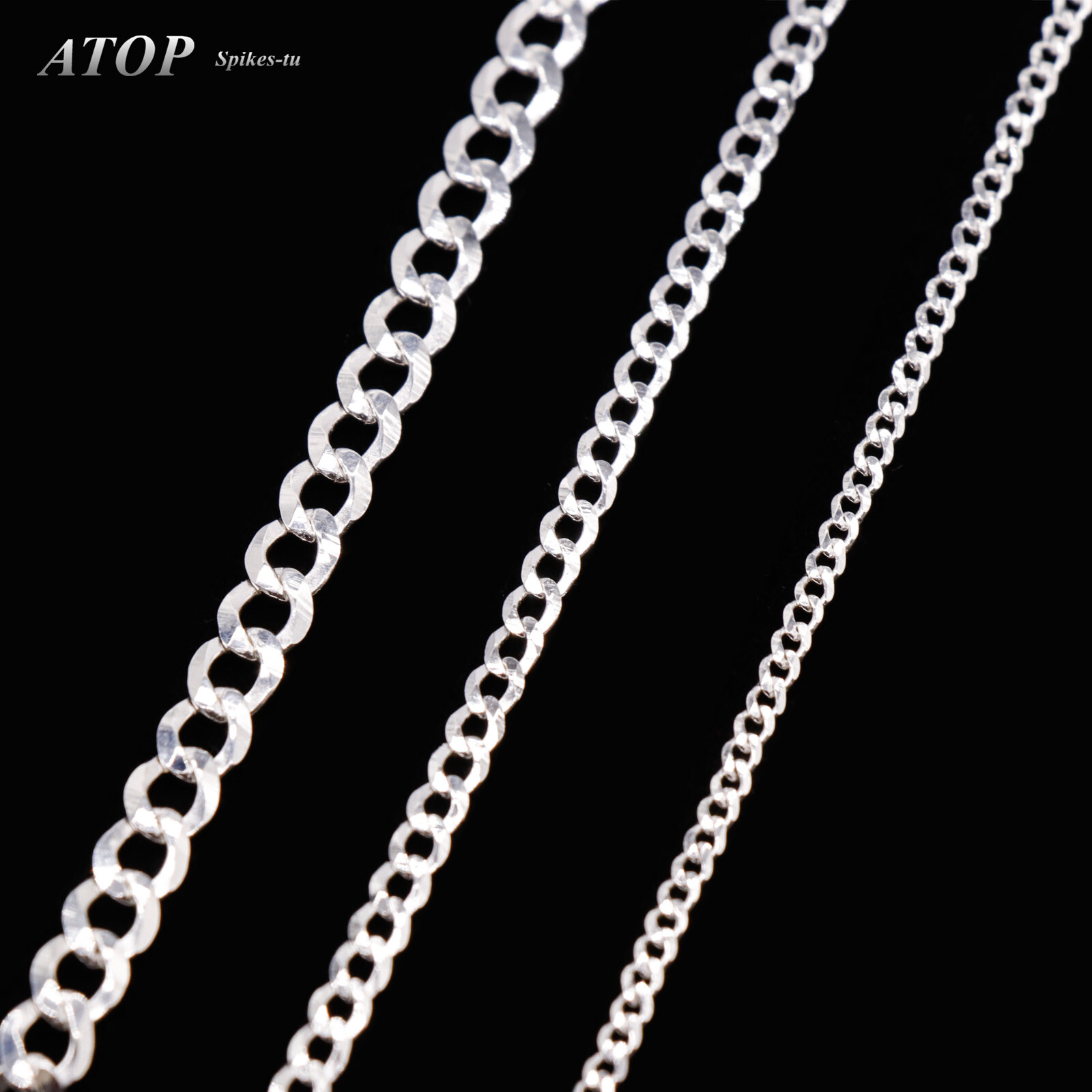 925 Sterling Silver Chain Curb Cuban Chain Italian Silver Women’s Necklace Chain