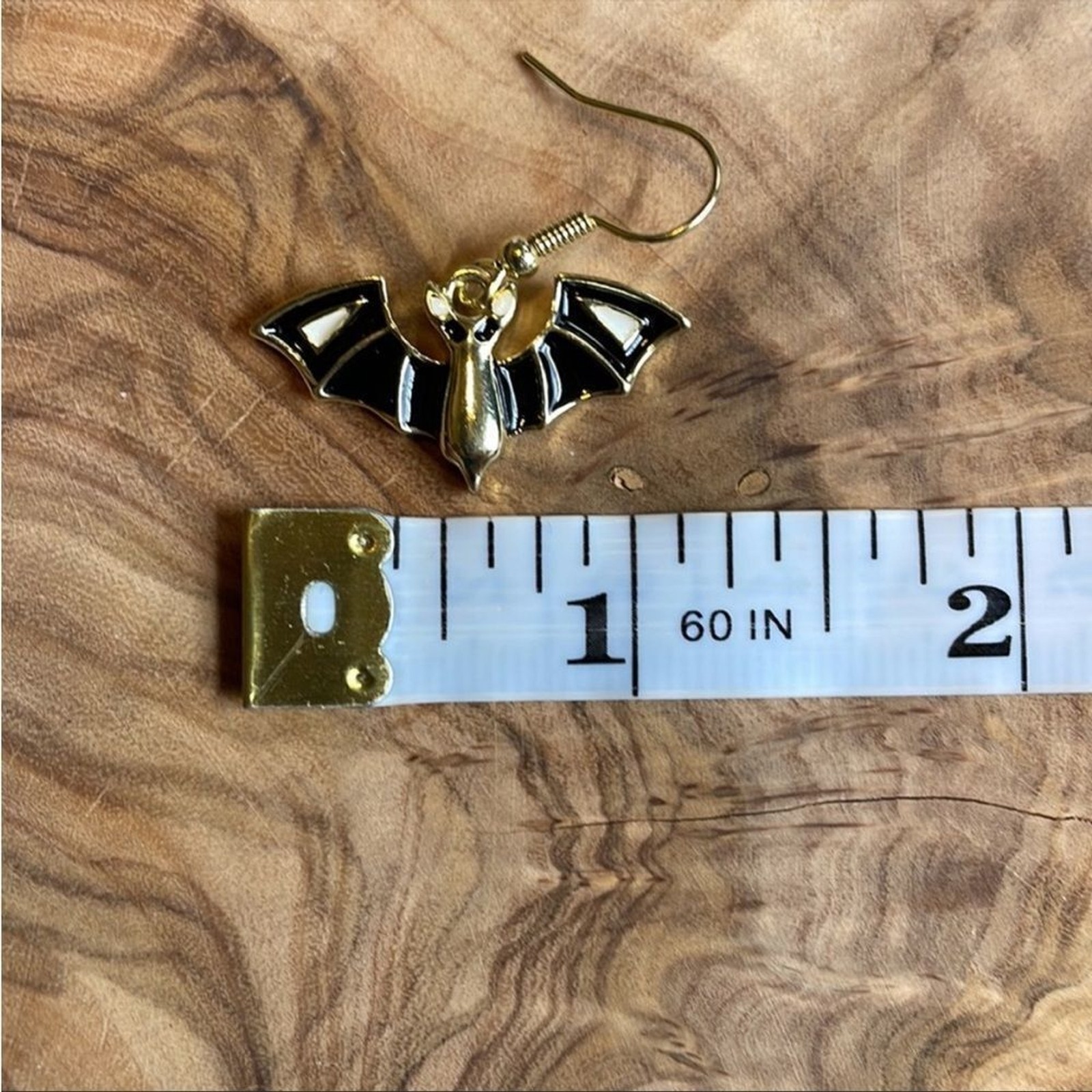 Black and Gold Bat Earrings
