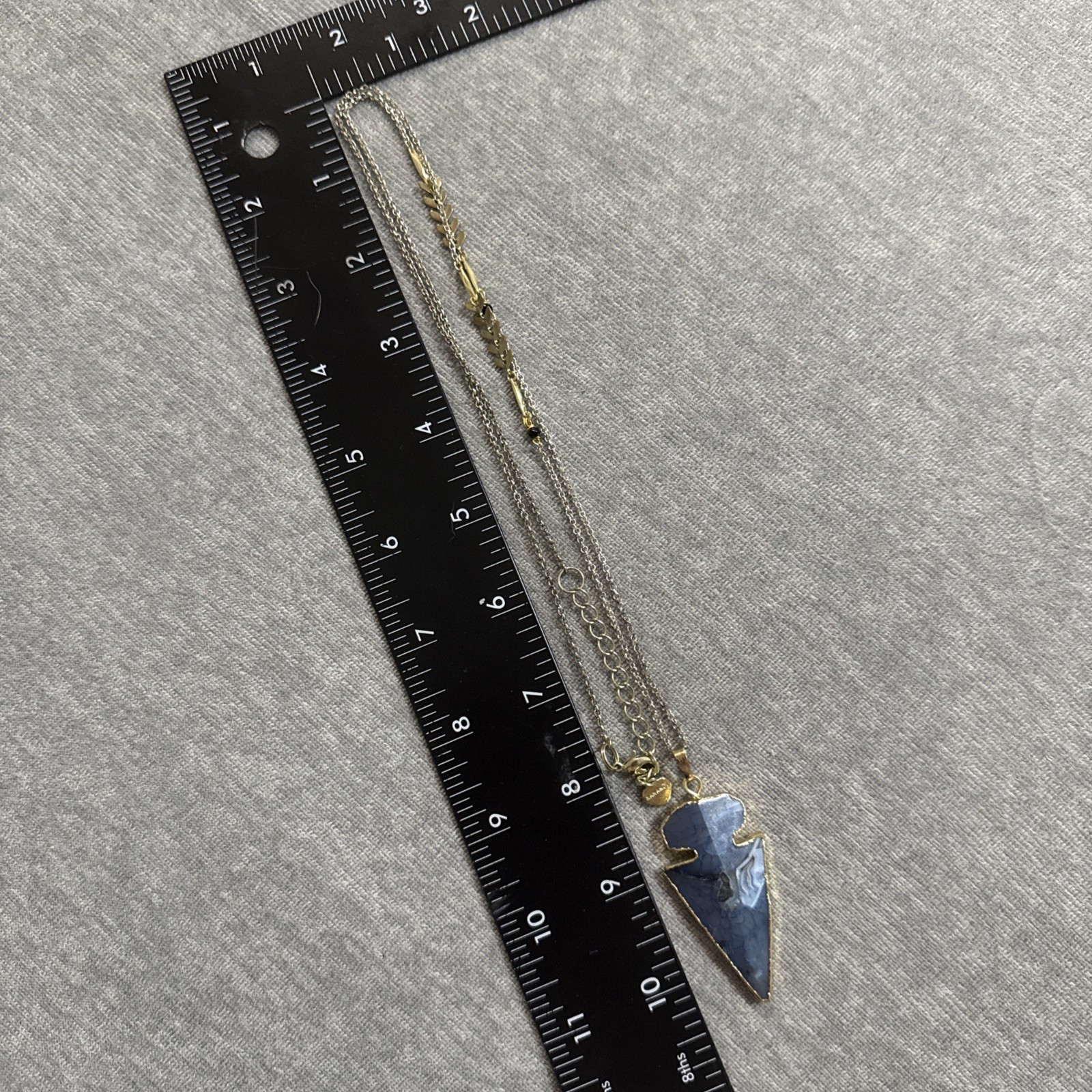 NAKAMOL Long Arrowhead Necklace Green Blue Gold Chain Boho Statement