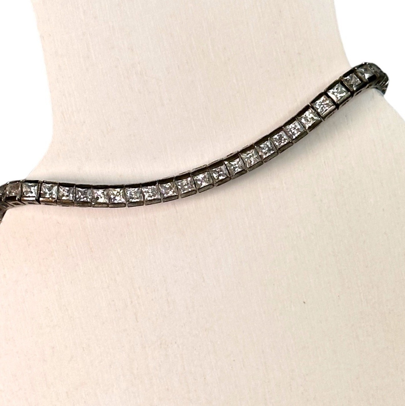 Landau Silvadium CZ Tennis Bracelet EUC Rare 925 Palladium Plated Retired