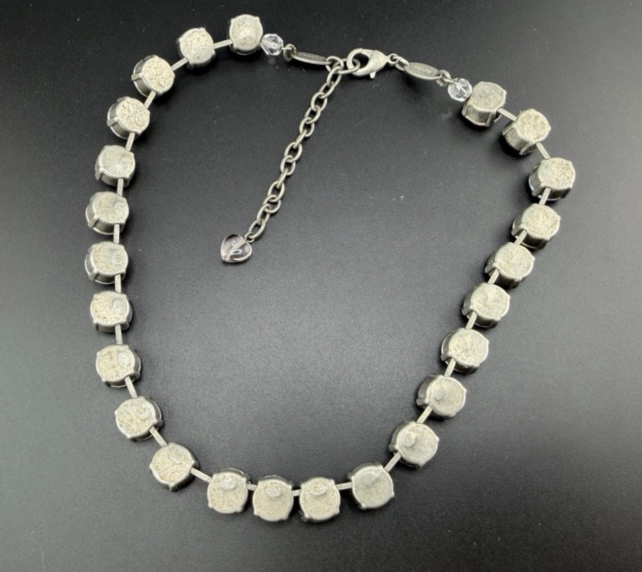 Sabika Classics Blue and Black Crystal Silver Collar Necklace 16-18”