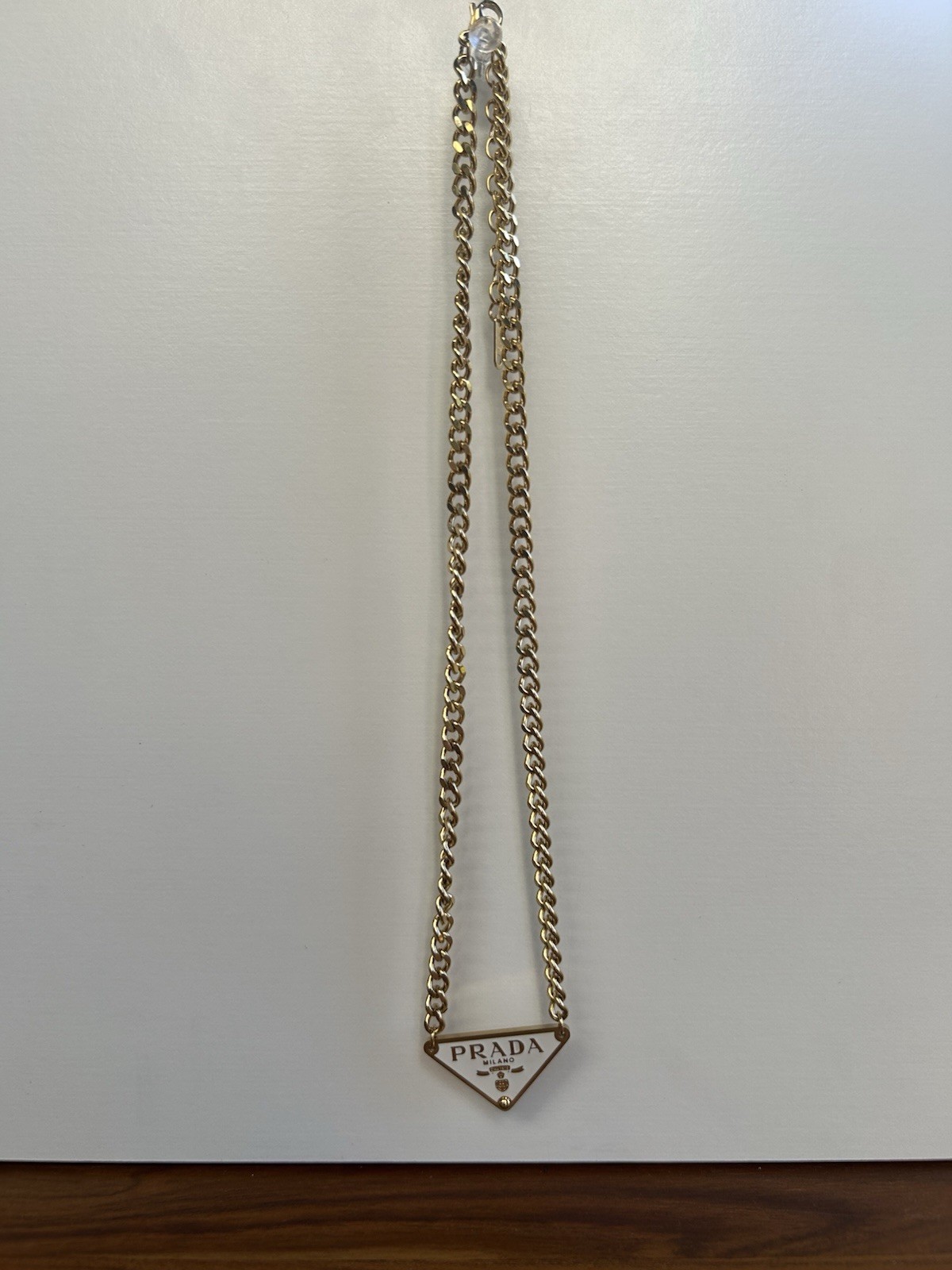 Gold And White Prada Necklace/chain