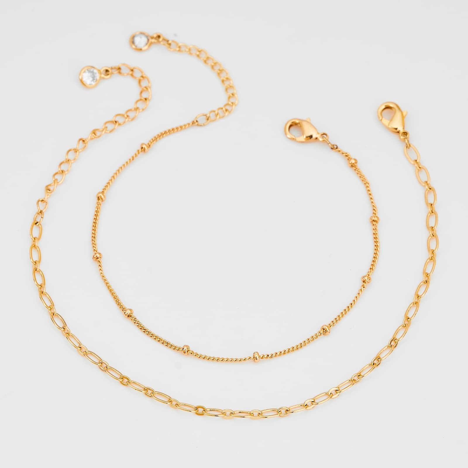 14K Gold Filled Layered Bracelets Set for Women – Trendy Minimalist Jewelry