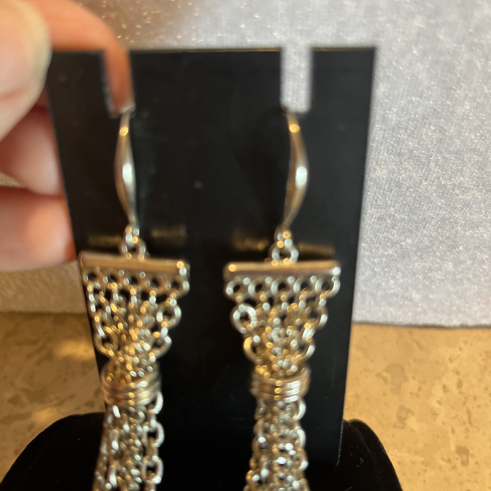 Silver Tone Long Earrings