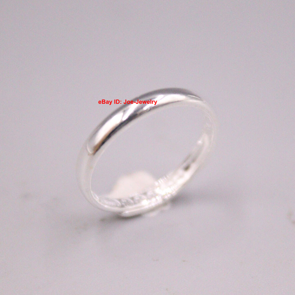 Solid 999 Fine Silver Ring 3mm Glossy Pattern Band Adjustable 6-8 For Women