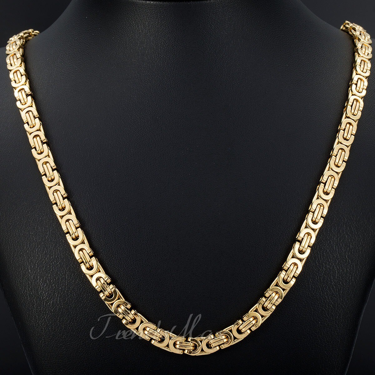 7mm Men’s Chain Gold Plated Flat Byzantine Stainless Steel Necklace 18″-30″