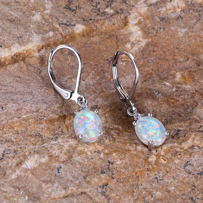 Natural Fire Opal Dangle Earrings Chakra Healing Delicate Women Drop Jewelry