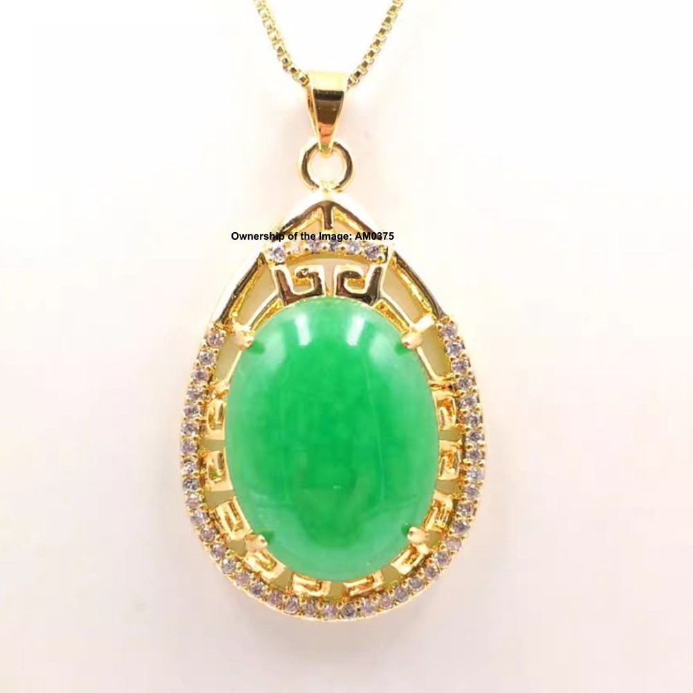 NEW Yellow Alloy Heating Jade Pendant Oriental Cultural Style Pendant 40mm H