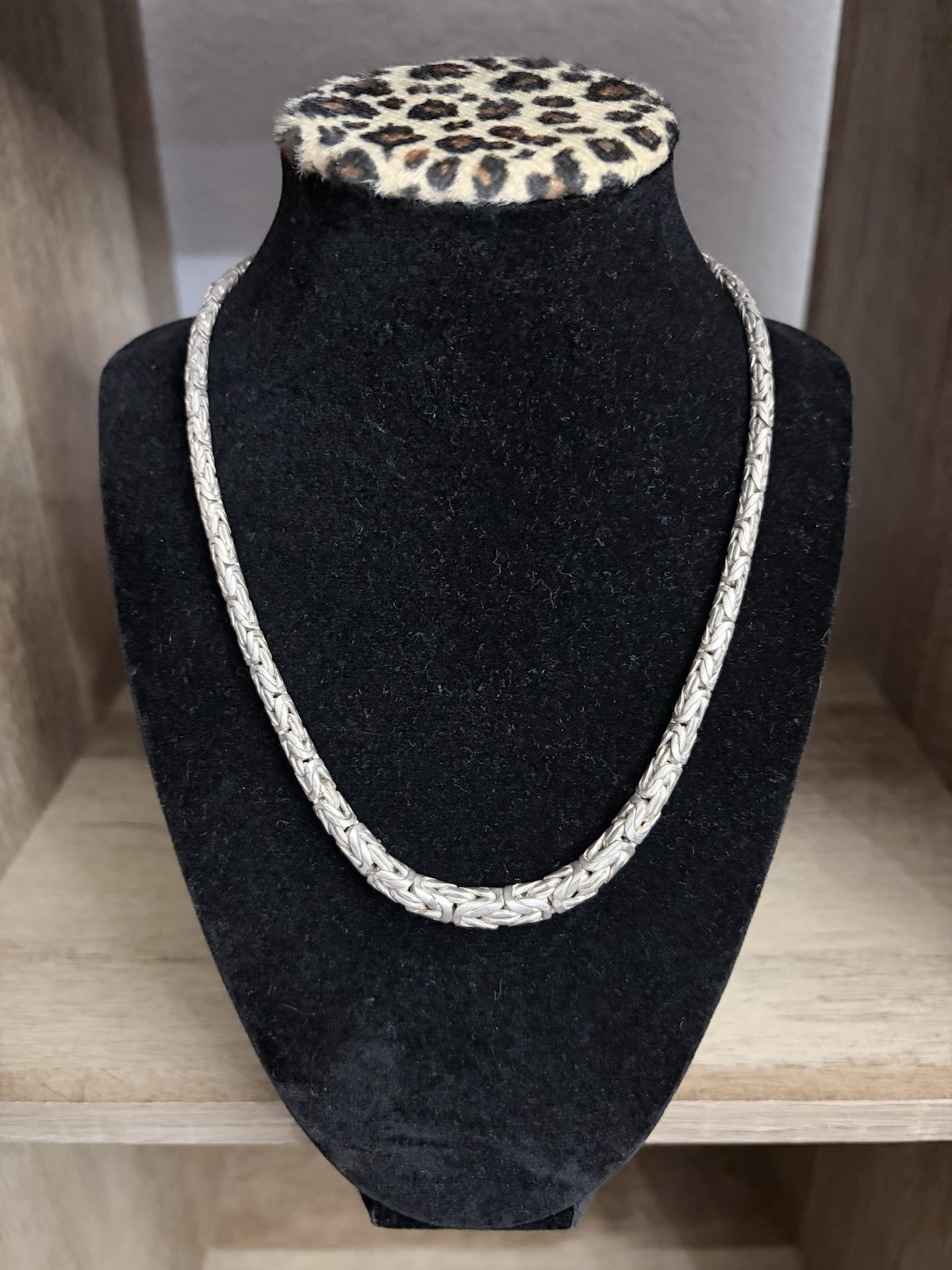 Sterling Silver 925 Byzantine Chain 17” Necklace with Toggle Clasp Signed