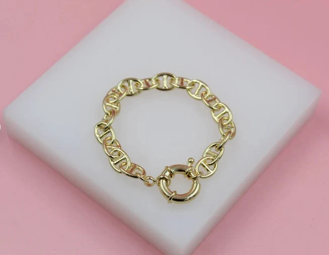 8mm Puffy Anchor Mariner Link Bracelet With Spring Clasp