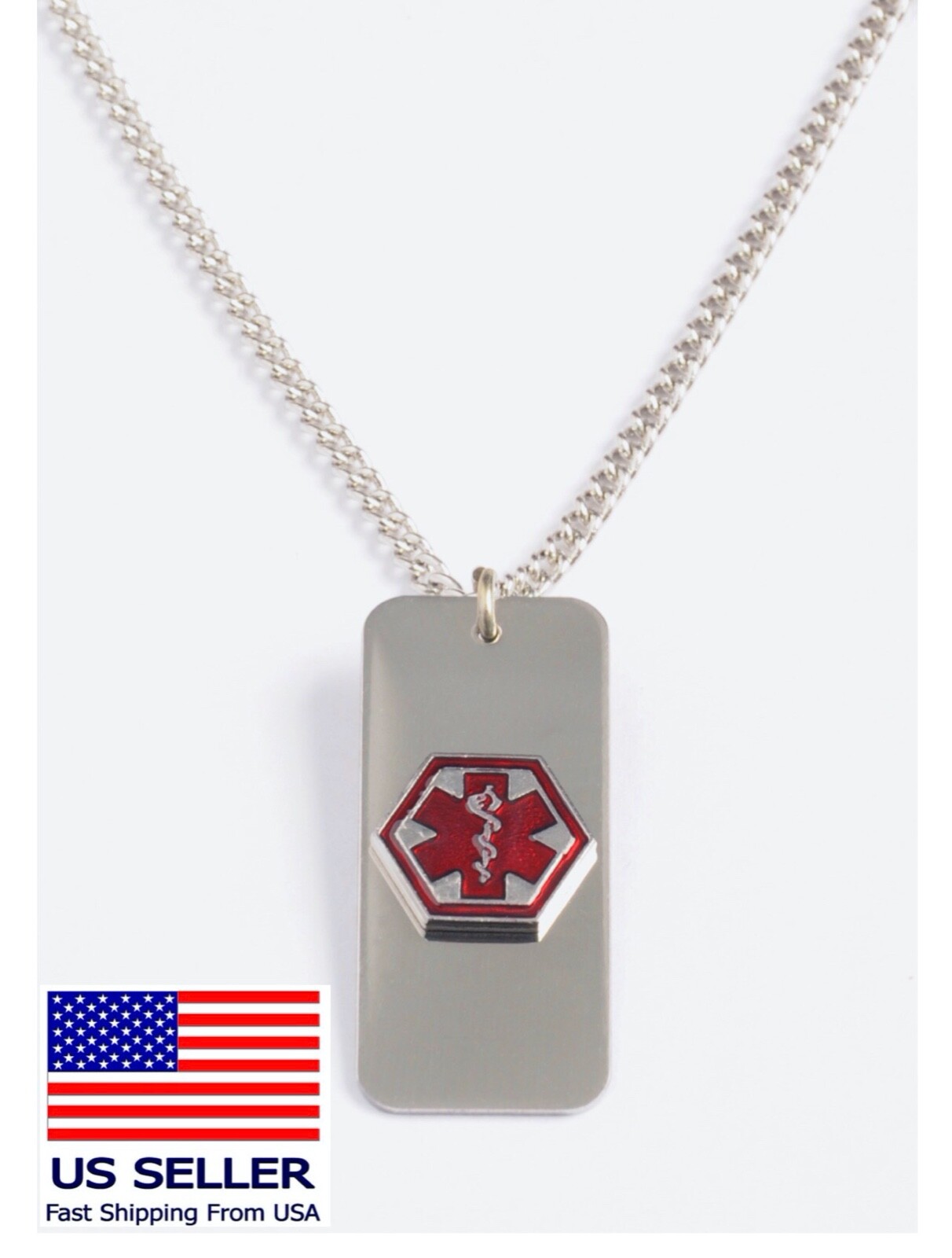 EPILEPSY Medical Alert ID necklace – USA made, FREE ID Wallet Card,Engraving